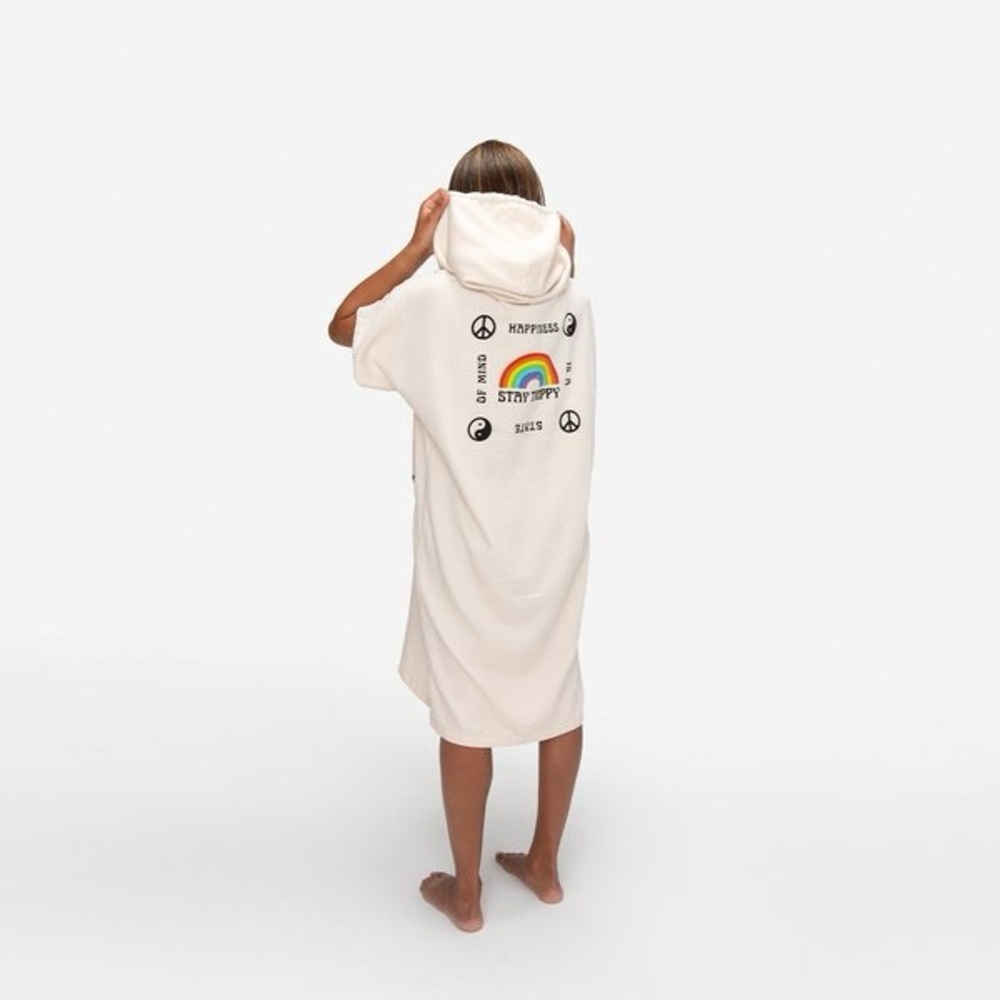 Slowtide Cream Unisex Stay Trippy Terry Beach Changing Poncho Dress - Picture 5 of 12
